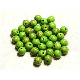 Rijg ongeveer 39cm 48pc - Turquoise stenen kralen gereconstitueerde synthese 8mm ballen groen 