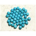 Fil 39cm 48pc env - Perles de Pierre Turquoise Synthèse Reconstituée Boules Facettées 8mm Bleu Turquoise 