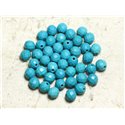Fil 39cm 48pc env - Perles de Pierre Turquoise Synthèse Reconstituée Boules Facettées 8mm Bleu Turquoise 