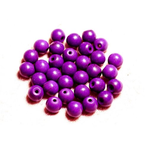 Fil 39cm 48pc env - Perles de Pierre Turquoise Synthèse Reconstituée Boules 8mm Violet 