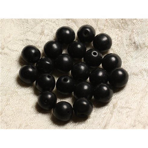 Fil 39cm 37pc env - Perles de Pierre Turquoise Synthèse Reconstituée Boules 10mm Noir 