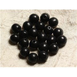 Thread 39cm 37pc approx - Turquoise Stone Beads Reconstituted Synthesis Balls 10mm Black 
