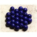 Fil 39cm 37pc env - Perles de Pierre Turquoise Synthèse Reconstituée Boules 10mm Bleu nuit 