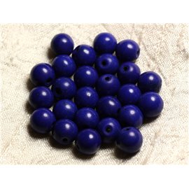 Thread 39cm 37pc approx - Turquoise Stone Beads Reconstituted Synthesis 10mm Balls Midnight blue 