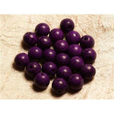 Fil 39cm 37pc env - Perles de Pierre Turquoise Synthèse Reconstituée Boules 10mm Violet 