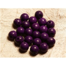 Filo 39 cm 37 pz circa - Perline di pietra turchese ricostituite sfere di sintesi 10 mm viola 