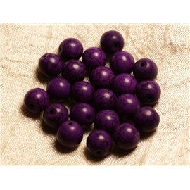 Hilo 39cm 37pc aprox - Cuentas de Piedra Turquesa Bolas de Síntesis Reconstituidas 10mm Morado 