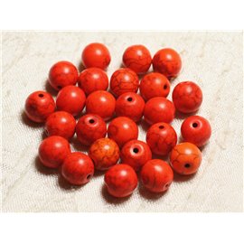 Hilo 39cm 37pc aprox - Cuentas Piedra Turquesa Síntesis Reconstituida Bolas Naranja 10mm 