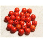 Fil 39cm 37pc env - Perles de Pierre Turquoise Synthèse Reconstituée Boules 10mm Orange 