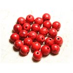 Fil 39cm 37pc env - Perles de Pierre Turquoise Synthèse Reconstituée Boules 10mm Rouge 