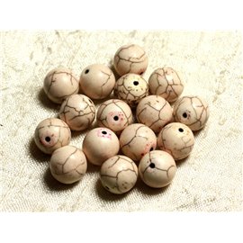 Thread 39cm 37pc approx - Turquoise Stone Beads Reconstituted Synthesis 10mm Balls Cream White 
