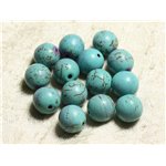 Fil 39cm 31pc env - Perles de Pierre Turquoise Synthèse Reconstituée Boules 12mm Bleu Turquoise 