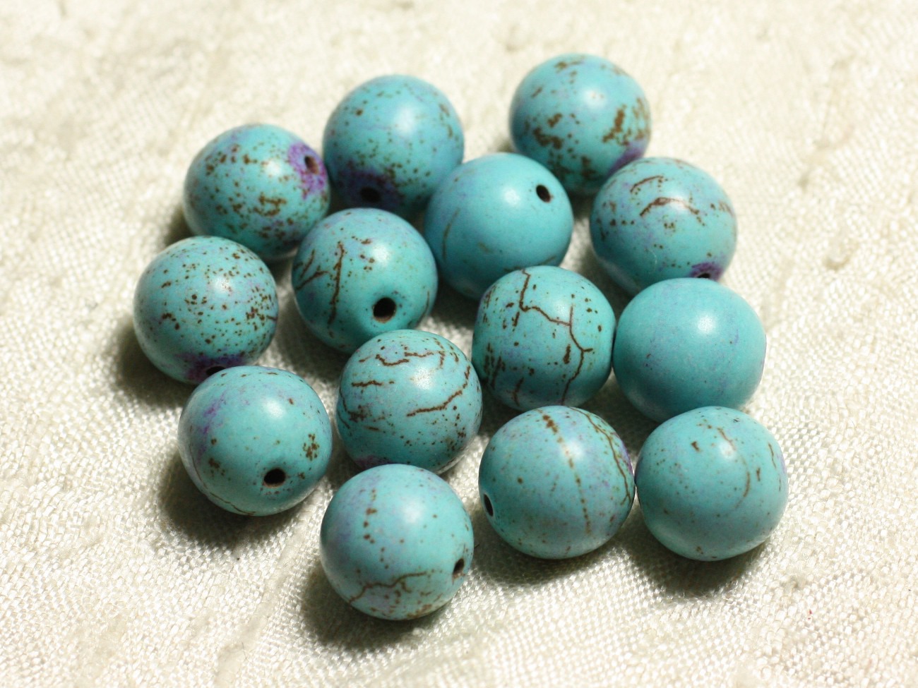 Fil 39cm 31pc env - Perles de Pierre Turquoise Synthèse Reconstituée Boules 12mm Bleu Turquoise 