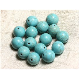 Hilo 39cm 26pc aprox - Perlas de Piedra Turquesa Síntesis Reconstituida Bolas Azul Turquesa 14mm 