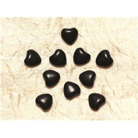 Thread 39cm 34pc approx - Synthetic Reconstituted Turquoise Stone Beads Hearts 11mm Black 