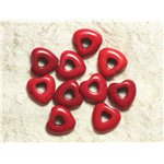 Fil 39cm 25pc env - Perles de Pierre Turquoise Synthèse Reconstituée Coeurs Pourtours 15mm Rouge 