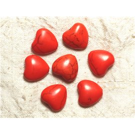 Hilo 39cm aprox.25pc - Perlas de piedra turquesa reconstituida sintética Corazones 15mm Naranja 