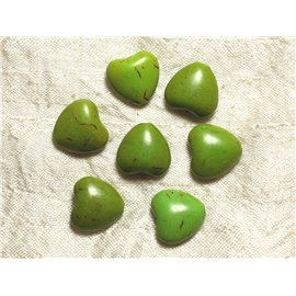 Hilo 39cm aprox 25pc - Cuentas de piedra turquesa sintética reconstituida Corazones 15mm Verde 