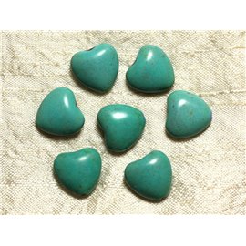 Rijg 39cm ongeveer 25st - Synthetische gereconstitueerde turkoois stenen kralen 15 mm turkoois blauwe harten 