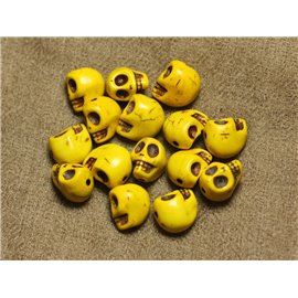 Hilo 39cm 31pc aprox - Perlas de Piedra Turquesa Sintética Calaveras 12x10mm Amarillo 