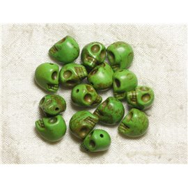 Thread 39cm 31pc approx - Synthetic Turquoise Stone Beads Skulls 12x10mm Green 