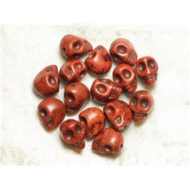 Thread 39cm 31pc approx - Synthetic Turquoise Stone Beads Skulls 12x10mm Brown 