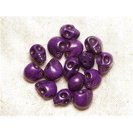 Thread 39cm 31pc approx - Synthetic Turquoise Stone Beads Skulls 12x10mm Purple 