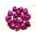 Fil 39cm 36pc env - Perles de Pierre Turquoise Synthèse Cranes tete de mort 14x10mm Violet Rose 