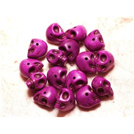 Fil 39cm 36pc env - Perles Pierre Turquoise Synthese Crane tete de mort 14x10mm Violet Rose Fuchsia Magenta