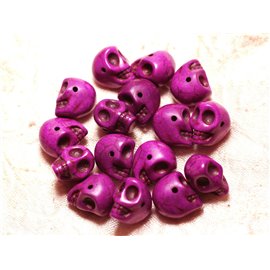 Filo 39 cm 36 pz circa - Perline di pietra turchese sintetico Teschi 14x10 mm Viola Rosa 