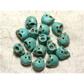 Thread 39cm approx 36pc - Synthetic Turquoise Stone Beads Skulls 14x10mm Turquoise Blue 