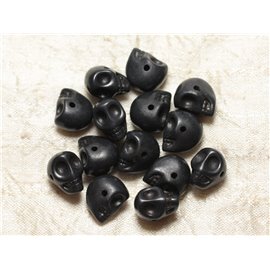 Hilo 39cm 36pc aprox - Cuentas de piedra turquesa sintética Calaveras 14x10mm Negro 