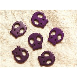 Hilo 39cm 18pc aprox - Cuentas de piedra turquesa sintética Calaveras 21mm Morado 