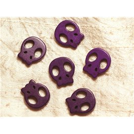 Thread 39cm 18pc approx - Synthetic Turquoise Stone Beads Skulls 21mm Purple 