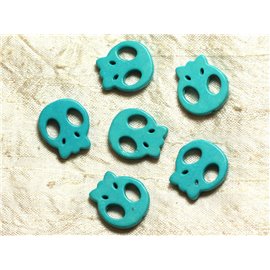 Fil 39cm 18pc env - Perles Pierre Turquoise Synthese Crane tete de mort 20mm Bleu Turquoise