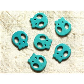 Thread 39cm 18pc approx - Synthetic Turquoise Stone Beads Skull Skulls 21mm Turquoise Blue 