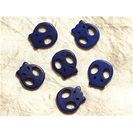 Thread 39cm 18pc approx - Synthetic Turquoise Stone Beads Skull Skulls 21mm Midnight blue 