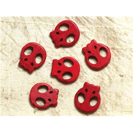 Hilo 39cm 18pc aprox - Cuentas de piedra turquesa sintética Calavera Calaveras 21mm Rojo 