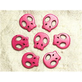 Hilo 39cm 18pc aprox. - Cuentas de piedra turquesa sintética Calaveras 21mm Rosa neón 