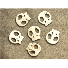 Hilo 39cm 18pc aprox - Cuentas de piedra turquesa sintética Calaveras 21mm Blanco crema 