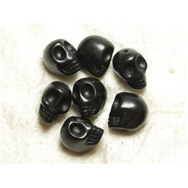 Thread 39cm 21pc approx - Synthetic Turquoise Stone Beads Skulls 18mm Black 