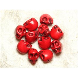 Hilo 39cm 21pc aprox - Cuentas de piedra turquesa sintética Calaveras 18x14mm Rojo 