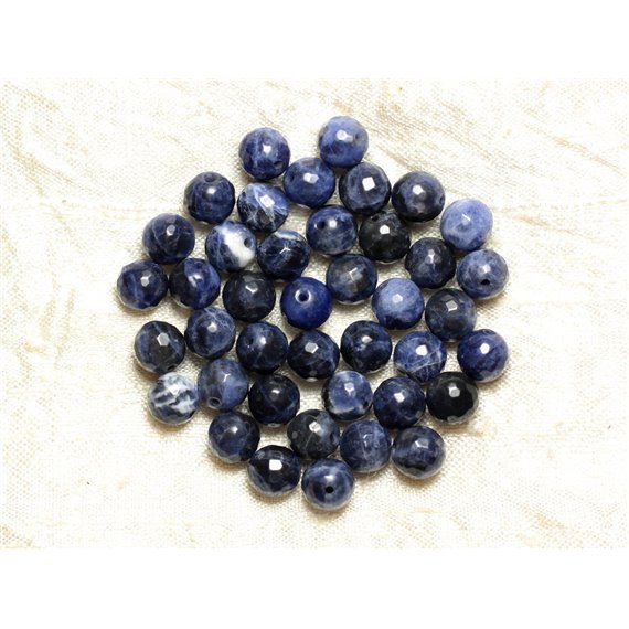 Fil 39cm 63pc env - Perles de Pierre - Sodalite Boules Facettées 6mm 