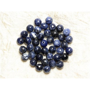 Fil 39cm 63pc env - Perles de Pierre - Sodalite Boules Facettées 6mm 