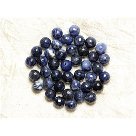 Filo 39 cm circa 63 pz - Perline di pietra - Sfere sfaccettate di sodalite 6 mm 