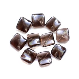 Filo di circa 39 cm 20 pz - Perline di pietra - Diamanti intrecciati al quarzo fumé 18-20 mm 
