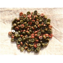 Fil 39cm 190pc env - Perles de Pierre - Unakite Rondelles Heishi 4x2mm 