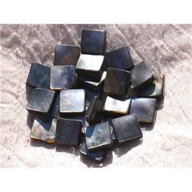 Fil 39cm 24pc env - Perles Nacre noire naturelle Losanges 16x12mm 