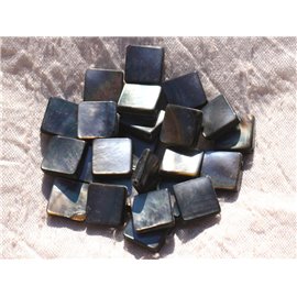 Thread 39cm 24pc approx - Natural black mother-of-pearl beads Diamonds 16x12mm 