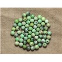 Fil 39cm 63pc env - Perles de Pierre - Turquoise verte naturelle Boules 6mm 